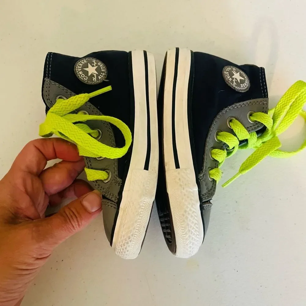 Converse Toddler CTAS black grey chucks Side Zip High-Top Sneakers-Size 6 shoes